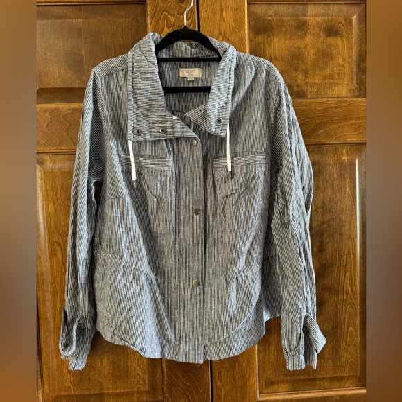LOFT Jackets & Blazers - LOFT PLUS Denim Pinstripe Jacket - Women's Size 14